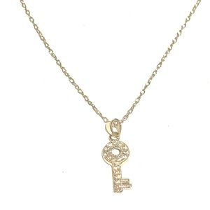 Sterling Silver CZ Key Necklace